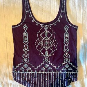 Aubergine colored tank from Express with gorgeous Art Deco sequin styling.